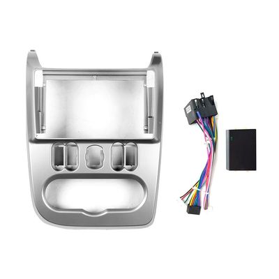 Car Stereo Navigation 9" Android Radio Mounting Frame Mask Bracket with Wiring Harness Specific Designed for Renault Logan 2009 2010 2011 2012 2013 2014 2015 2016 RHD Silver
