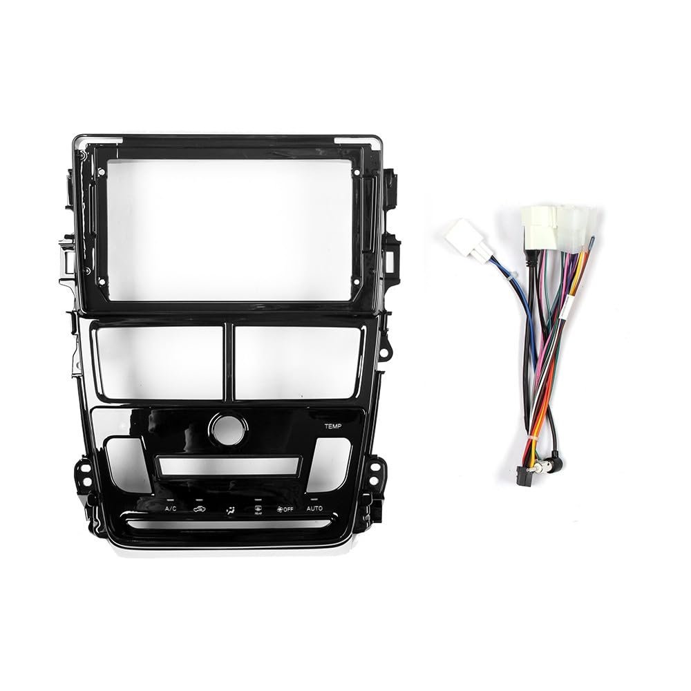Car Stereo Navigation Android Radio Mounting Frame Mask Bracket with Wiring Harness Specific Designed for Toyota Vios/Yaris 2018 2019 2020 2021 RHD at