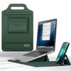 2-in-1 Laptop Sleeve & Desk Mat Mouse Pad | Reversible PU Leather Case w/Cooling Stand | Magnetic Phone Holder | Travel Office Gift for Men/Women (Green,11-12) view 1