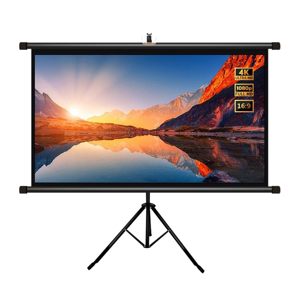 60" 72" 84" 92" Anti-Crease Portable Projector Screen with Tripod, 4K HD Wall-Mounted Movies Screens for Theater Backyard Cinema(84"(16:9))