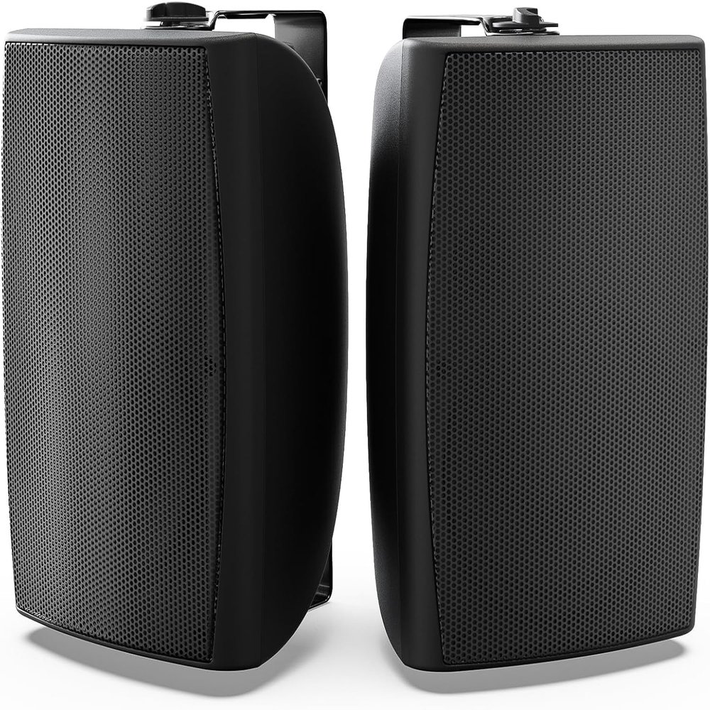 Herdio 8 Inch 600W Outdoor Bluetooth Speakers Waterproof with Powerful Bass, TWS Pairing Wall Mount Durable Loud Sound System | Ideal for Large Spaces: Commercial Areas, Spacious Backyards (Black)