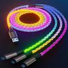 IHAO Multi Connectors Fast Charging Cable 3 Combinations in One Cable USB A to USB C/Micro USB Cord Lighted Up LED Flowing Compatible with Most of Electric Device-39 Inches RGB view 1
