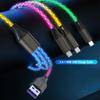 IHAO Multi Connectors Fast Charging Cable 3 Combinations in One Cable USB A to USB C/Micro USB Cord Lighted Up LED Flowing Compatible with Most of Electric Device-39 Inches RGB view 2