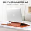 2-in-1 Laptop Sleeve & Desk Mat Mouse Pad | Reversible PU Leather Case w/Cooling Stand | Magnetic Phone Holder | Travel Office Gift for Men/Women (Orange,15-16) view 2