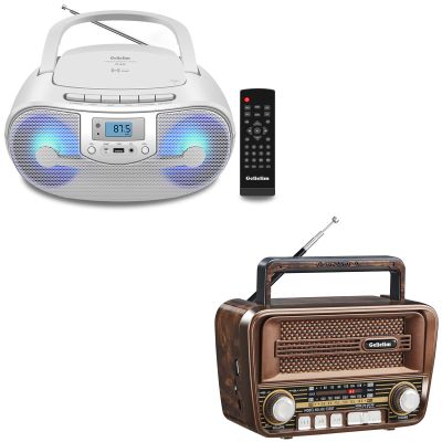 Gelielim CD Player Boombox & Portable Radio AM FM Bluetooth, Remote Control, Portable CD Players for Home, Vintage Retro Bluetooth 5.3 Speaker, Shortwave Radio Support TF Card/USB