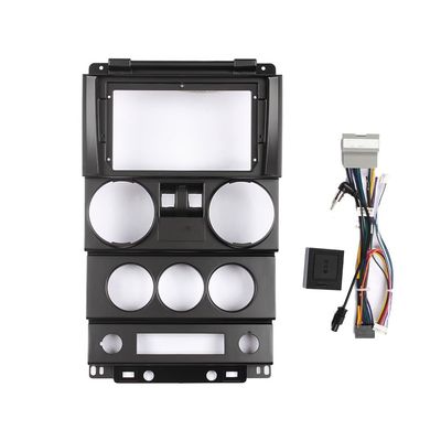 Car Stereo Navigation 9" Android Radio Mounting Frame Mask Bracket with Wiring Harness Specific Designed for Jeep Wrangler 2008 2009 2010 2 Door