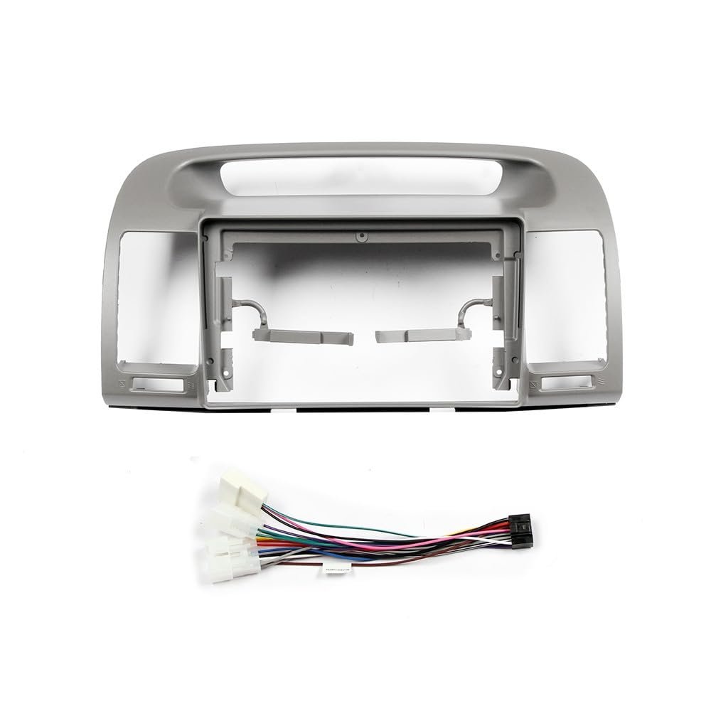 Car Stereo Navigation 9" Android Radio Mounting Frame Mask Bracket with Wiring Harness Specific Designed for Toyota Camry 2000 2001 2002 2003 2004 2005 2006 Gray