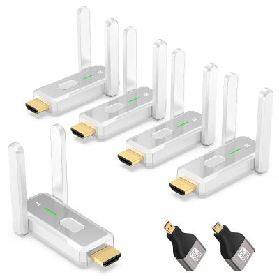 Wireless HDMI Transmitter and 4 Receivers, 500 FT/150M, 2.4G+5G Plug & Play, 1080P HD Audio and Video Transmission, Suitable for Laptops, Desktops, TV Boxes, Projectors to Monitors