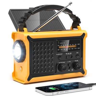 NOAA Weather Radio, 12000mAh Emergency Portable Radio, Hand Crank & Solar