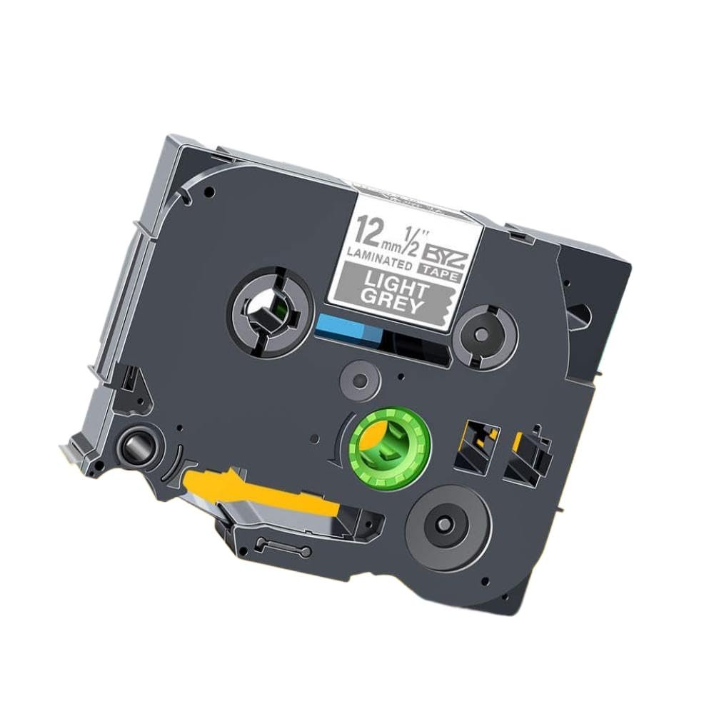 12mm Black On Lemon Yellow Replace Label Tape TZe 231 TZe-MQY31 TZe-MQ531 TZe-MQE31 TZe-MQF31 TZe-MQG31 Compatible with Label Makers 1000 Feet(White on Matt Silver)