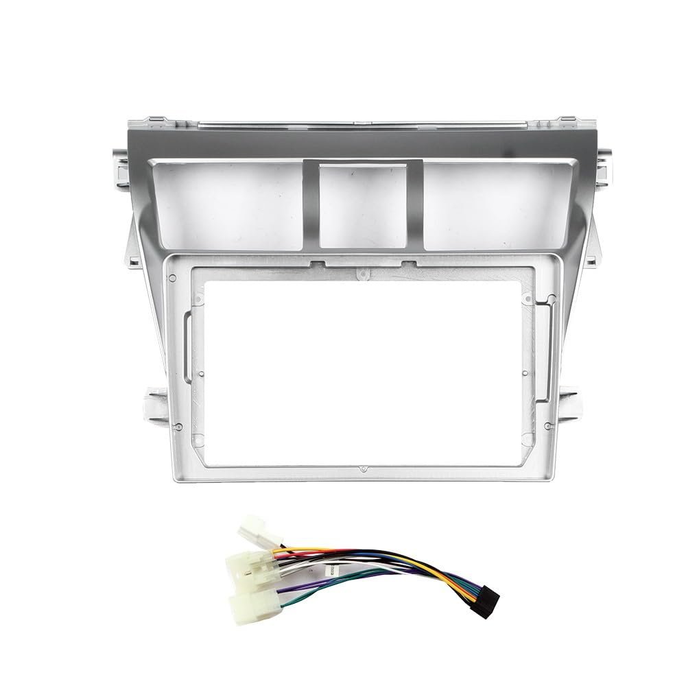 Car Stereo Navigation 9" Android Radio Mounting Frame Mask Bracket with Wiring Harness Specific Designed for Toyota Vios/Yaris 2007 2008 2009 2010 2011 2012 Silver