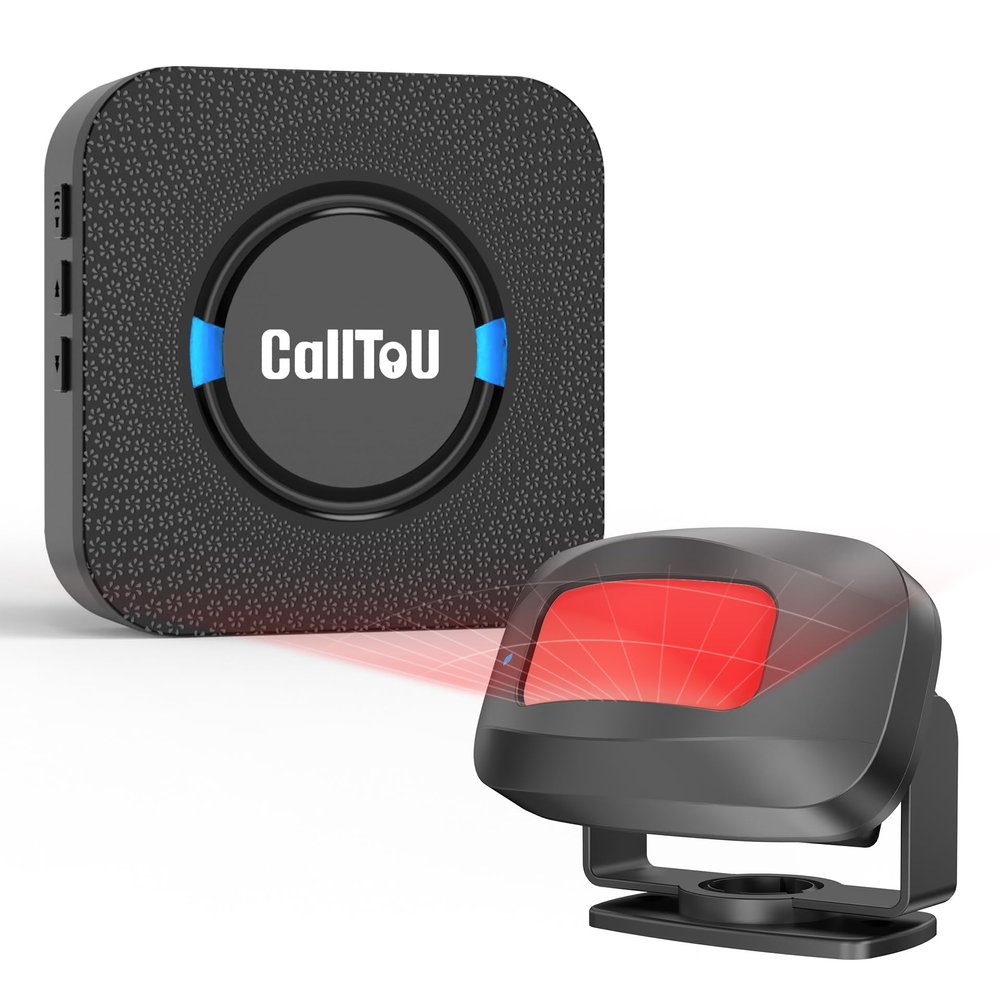 CallToU Wireless Motion Sensor Alarm Indoor Motion Detector Alarm Bed Alarms for Elderly Dementia Patients, Motion Sensor Door Chime for Business/Home/Office/Store with 500FT Range 5 Adjustable Volume
