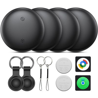 Air Tracker Tags for Android or iOS, Dual System Air Smart Tags-4 Pack, Compatible with iOS Find My or Google'S Find Hub App, Bluetooth Tracker Tag Item Finder for Keys,Luggages,Backpack,Wallet