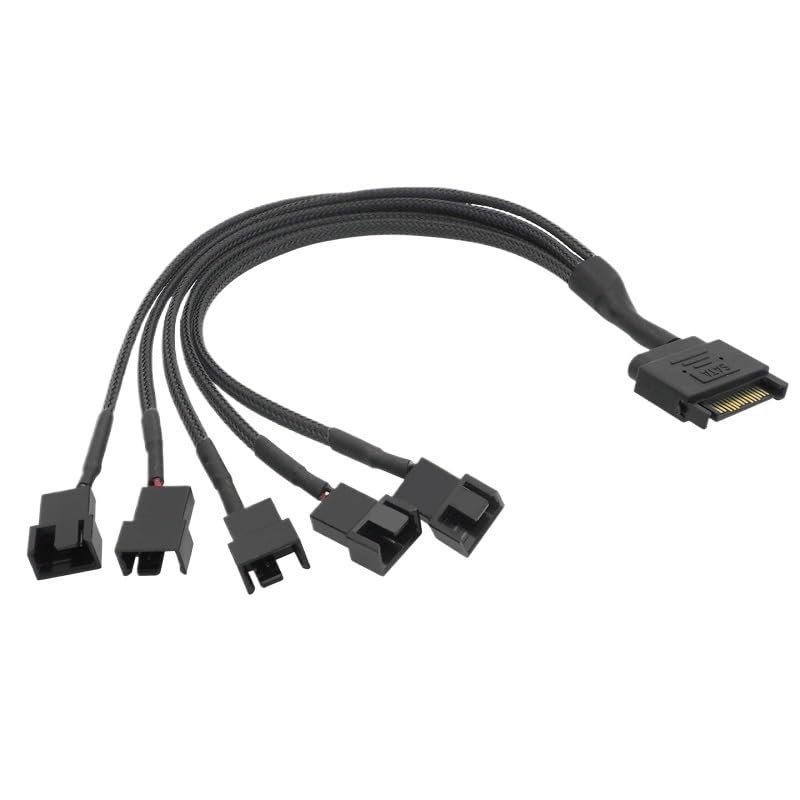 mangxiyis SATA 1 to 3 4 5 4-Pin Power Cable PC Computer Cooling Fan Splitter Hub Converter Adapter Extension Wire Cord(5)