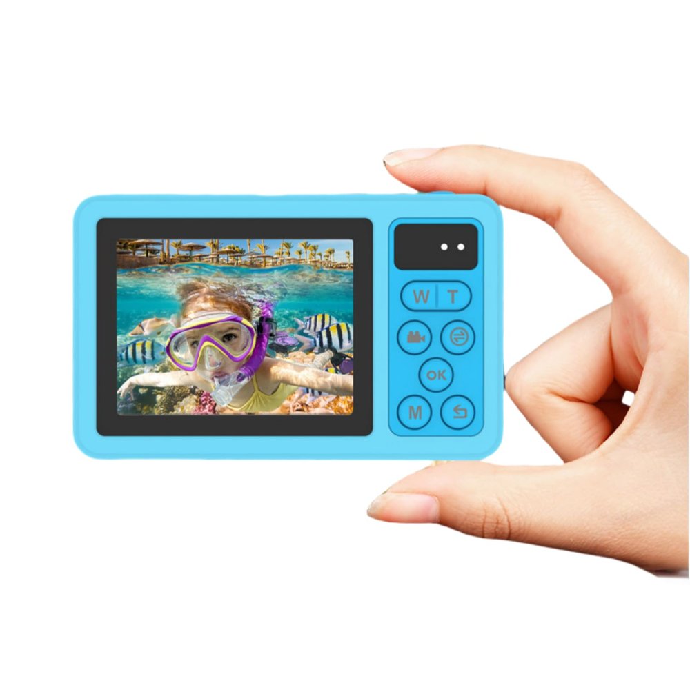 XUMIUZIY 4K 48MP Underwater Camera, UHD Autofocus Selfie Dual Screen Water Proof Digital Camera, 18X Zoom for Snorkeling, Surfing, Rafting (Blue)