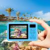 XUMIUZIY 4K 48MP Underwater Camera, UHD Autofocus Selfie Dual Screen Water Proof Digital Camera, 18X Zoom for Snorkeling, Surfing, Rafting (Blue) view 4