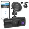 3 Channel Dash Camera Front and Rear Inside, 1080P HD Dash Cam with 64GB Card, Triple DVR Dash Camera with APP Control, 2IPS Screen, Night Vision, Loop Recording, Motion Detection, Reversing Image view 1