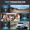 3 Channel Dash Camera Front and Rear Inside, 1080P HD Dash Cam with 64GB Card, Triple DVR Dash Camera with APP Control, 2IPS Screen, Night Vision, Loop Recording, Motion Detection, Reversing Image view 3