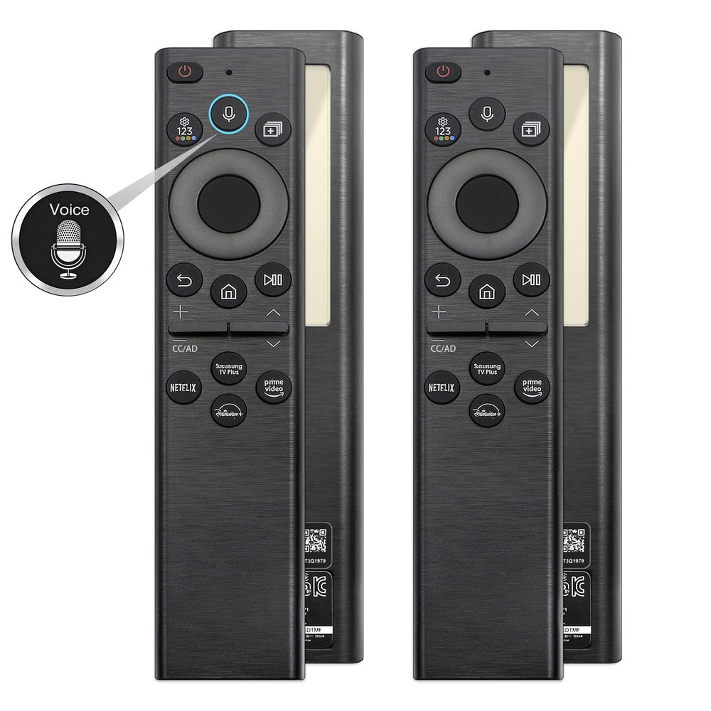 2 Pack BN59-01385A Solar Voice Remote New Replacement Compatible with Samsung Frame Smart TV Remote with Bluetooth Rechargeable Solar Cell, Compatible with Samsung Neo LED 4K Ultra HD TV, Black