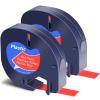 GREENCYCLE 2 Pack Compatible for Dymo LT 91333 (S0721630) Plastic Label Tape Refills Black on Red 12mm 1/2" X 4m 13 ft Self-Adhesive Label Maker Tape for LetraTag LT-100T LT-100H QX50 2000 XR view 1