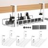 3 Pack Cable Management Under Desk Tray, 47.1" No Drill Under Desk Wire Management with Upgraded Clamp, Metal Cord Organizers with Cable Organizers, PC Cord Organization Rack, White view 1
