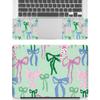 12 12.1 13 13.3 14 15 15.4 15.6 in Skin Laptop Sticker Decal, Netbook Skins for Notebook PC, Universal Vinyl Laptop Decor Cover for Women Girls, Waterproof Art Protector I Green Pink Bows view 2