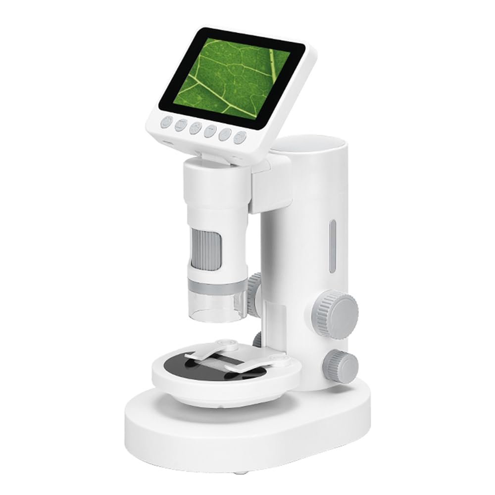 1080P Microscope with Base for Kids Handheld Handheld Handheld Telescope 1000X HD Screen 3.5'' Digital Pocket Microscope LED Illuminated Holder for Photo and Video Recording Binoculars
