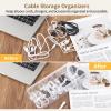 3-Piece Clear Cable Organizer Set With Lids & Removable Dividers, Includes 10 Cable Ties, Cord Storage Box For Electronics, Home, And Office view 4