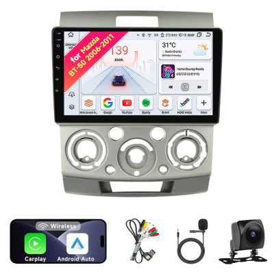 Android 14 Car Radio Stereo for 2006-2011 Mazda BT-50 BT50/Ford Ranger/Focus - 9" IPS Touch Screen, Upgrade Dash Kit with CarPlay & Android Auto, GPS Navigation, SWC