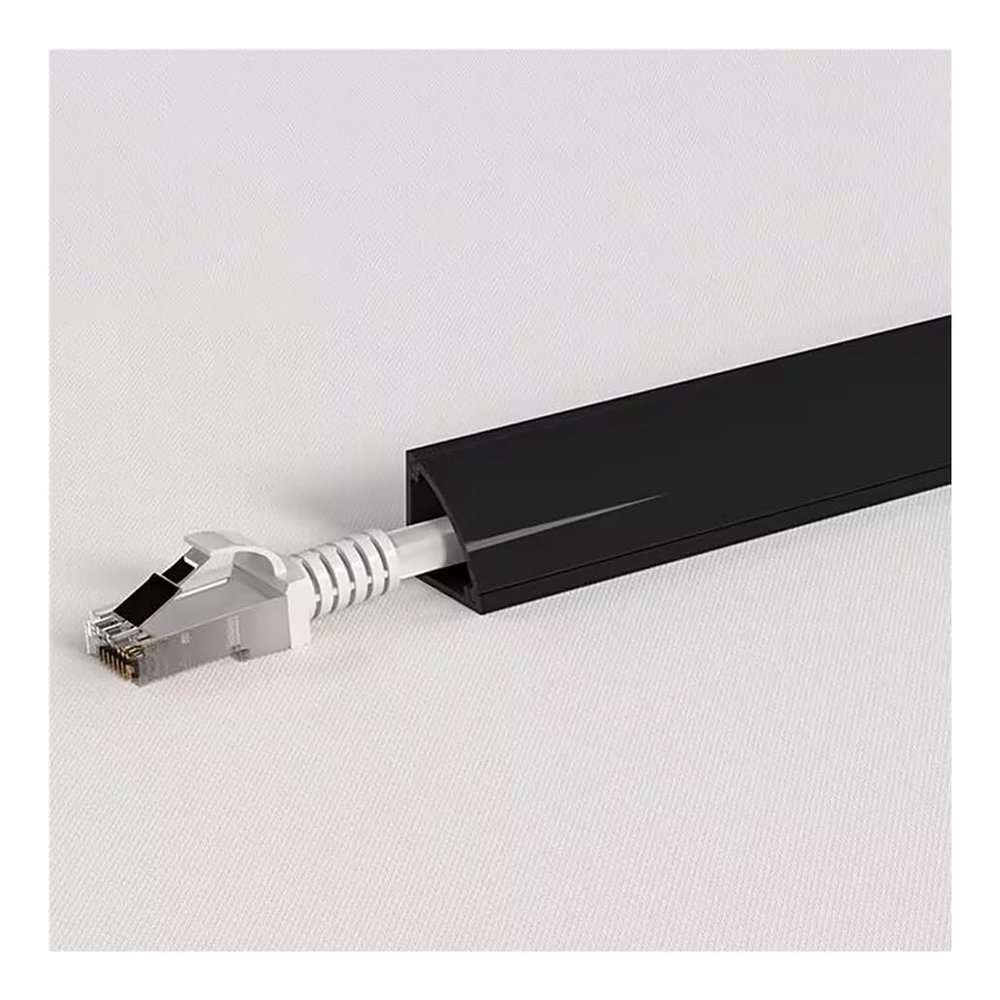100 CM PVC Corner/Ceiling Paintable Cable Duct, Cord Channels/Cover with Self-Adhesive Back for Home/Warehouse/Factory/Office(Black,14x14mm/0.55x0.55in)