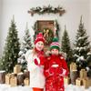 10x10ft Rustic Christmas Backdrops for Photography White Brick Wall Wooden Door Christmas Photo Backdrop Xmas Tree Props for Photoshoot Friendsmas Baby Shower Decorations Studio Photobooth Props view 3