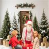 10x10ft Rustic Christmas Backdrops for Photography White Brick Wall Wooden Door Christmas Photo Backdrop Xmas Tree Props for Photoshoot Friendsmas Baby Shower Decorations Studio Photobooth Props view 4