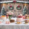 10X10ft Christmas Backdrop Barn Wood Door Xmas Tree Snow Photography Background Winter Holiday Party Photo Booth Family Portrait Decoration Supplies Photo Studio Props Wall Decor Banner view 3