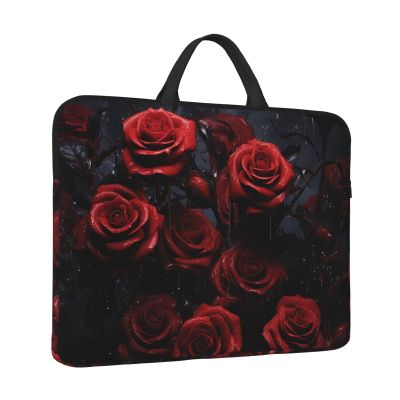 14 inch Laptop Sleeve with Handle Shockproof Laptop Bag Waterproof Computer Cover Bag Red Rose Photo Briefcase