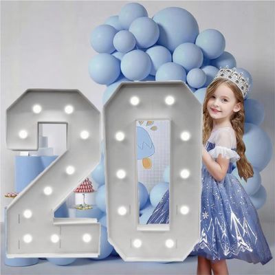 3FT/36 Inch Marquee Light up Numbers with White Lights,White Marquee Number 0-9 for Birthday Party Large Mosaic Frame Letter Cardboard Pre-Cut Foam Board Sign Diy Decorations Anniversary(20)