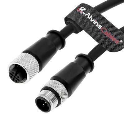 Alvin's Cables M12 A-Code 5 Pin Male to Female Extension Cable for Industrial Automation Fieldbus Communication, Shielded High-Flex Sensor and Actuator Signal Power Cable 26.2ft/8m