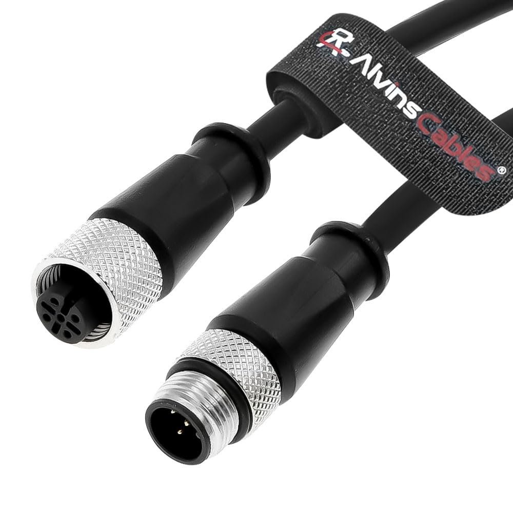 Alvin's Cables M12 A-Code 5 Pin Male to Female Extension Cable for Industrial Automation Fieldbus Communication, Shielded High-Flex Sensor and Actuator Signal Power Cable 49.2ft/15m
