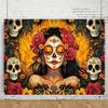 8x6 feet Mexican Day of The Dead Photography Background Flower and Candy Skull Pattern Children's Birthday Photography Background Banner view 2