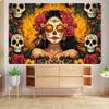 8x6 feet Mexican Day of The Dead Photography Background Flower and Candy Skull Pattern Children's Birthday Photography Background Banner view 3
