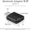 USB Bluetooth 5.0 Adapter, 3-in-1 Receiver and Transmitter, Portable Mini Audio Adapter Transmitter Receiver with 2X 3.5mm Digital Audio Cable for PC/Headphone/TV/Car view 2