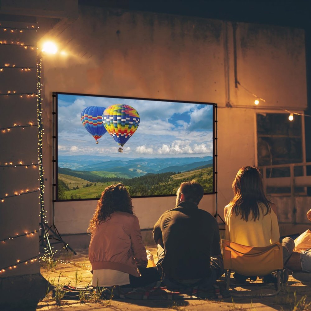 120" Portable Projector Screen with Stand, Foldable & Anti-Crease, HD 4K Movie Screen for Outdoor/Indoor Use, Home Theater, Parties & Business Presentations - Includes Carry Bag