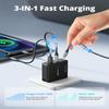 130W USB C Charger Block, 3-in-1 GaN Charger, 100W Fast Charging Station, Supports 65W x2, Power Adapter for iPhone 16/15/14 Pro Max, iPad, MacBook Pro/Air, Galaxy S25/S24, Dell XPS, Laptops, Tablets view 4
