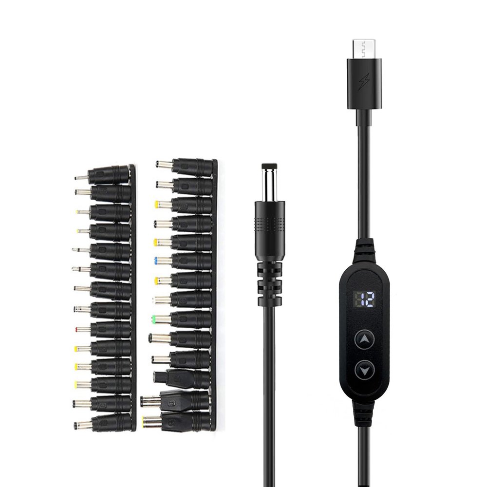 Oxtxuzdm USB C to DC5525 5.5x2 Adapter Cable PD5V-20V 28 Interchangeable Tips for Electronic Devices Power Charging Cord PD100W Interchangeable Plugs Tips
