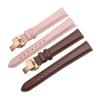 HMFang Watch Band Women's Genuine Leather Butterfly Clasp Simple No Grain Watch Bracelet White 12 13 14 15 16 17mm(Pink-Silver-B1,12mm) view 2
