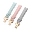 HMFang Watch Band Women's Genuine Leather Butterfly Clasp Simple No Grain Watch Bracelet White 12 13 14 15 16 17mm(Pink-Silver-B1,12mm) view 3