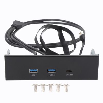 EIMSOAH USB Front Panel Hub, GEN2x2 USB A Type C 3 Ports 5.25 Inch 19 Pin 20Gbps Optical Drive Extension Panel, Multi Ports Front Hub, for PC Computer