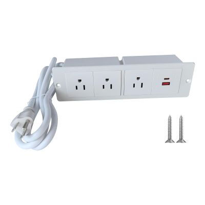 Embedded Power Strip with 3 AC,1 USB A and USB C Port, Recessed Power Outlet with 20W PD USB A,USB C Port, Flush Mount Desk Outlet with 6ft Cord