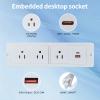 Embedded Power Strip with 3 AC,1 USB A and USB C Port, Recessed Power Outlet with 20W PD USB A,USB C Port, Flush Mount Desk Outlet with 6ft Cord view 2