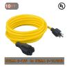 10-Feet 15 Amp Household AC Plug to 20 Amp T Blade Adapter Cable14AWG 10-Foot 15 Amp to 20 Amp Plug Adapter Cord Nema 5-15P to 5-15R/5-20R 20Amp Comb AC Power Cord, Yellow view 2