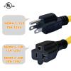 10-Feet 15 Amp Household AC Plug to 20 Amp T Blade Adapter Cable14AWG 10-Foot 15 Amp to 20 Amp Plug Adapter Cord Nema 5-15P to 5-15R/5-20R 20Amp Comb AC Power Cord, Yellow view 3